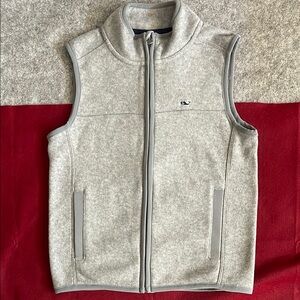 Boys Vineyard Vines Harbor Fleece Gray Sleeveless Zip-Up Vest